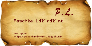 Paschke Lóránt névjegykártya